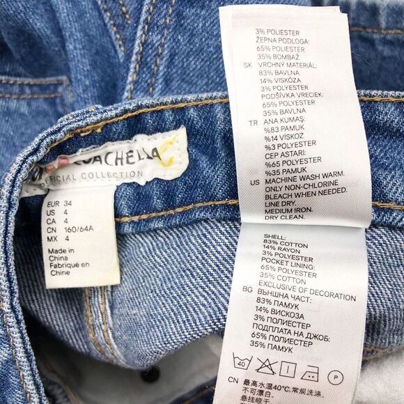 H&M x Coachella High Rise Rose Embroidered Jean Shorts 4 - Picture 7 of 7